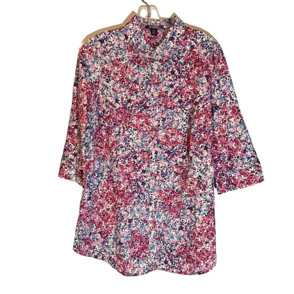 Roamans Womens Floral Tunic Top 14W 3/4 Sleeve Cotton/Poly Blend women blouse. - Picture 2 of 12